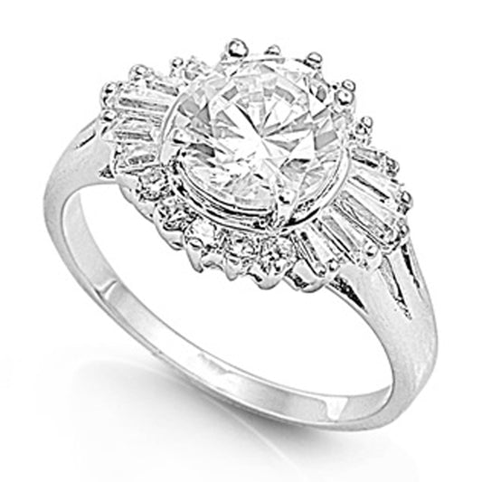 White CZ Polished Chic Shiny Abstract Ring .925 Sterling Silver Band Sizes 5-9