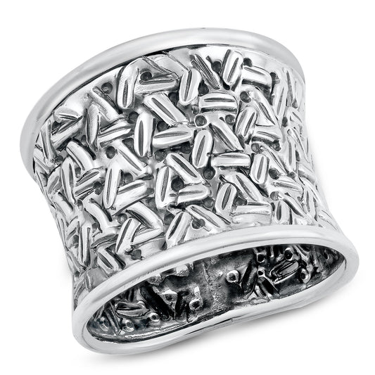 Sterling Silver Basket Weave Design Ring