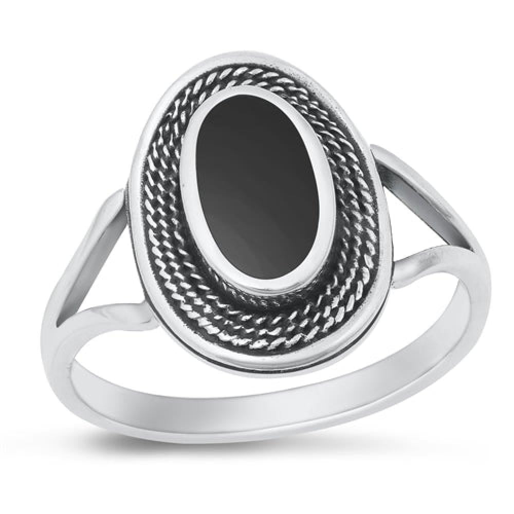 Sterling Silver Black Agate Ring