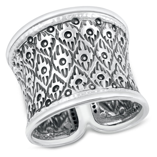 Sterling Silver Thai Floral Bali Ring