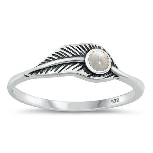 Sterling Silver Moonstone Leaf Ring