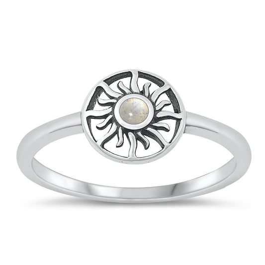 Sterling Silver Moonstone Sun Ring