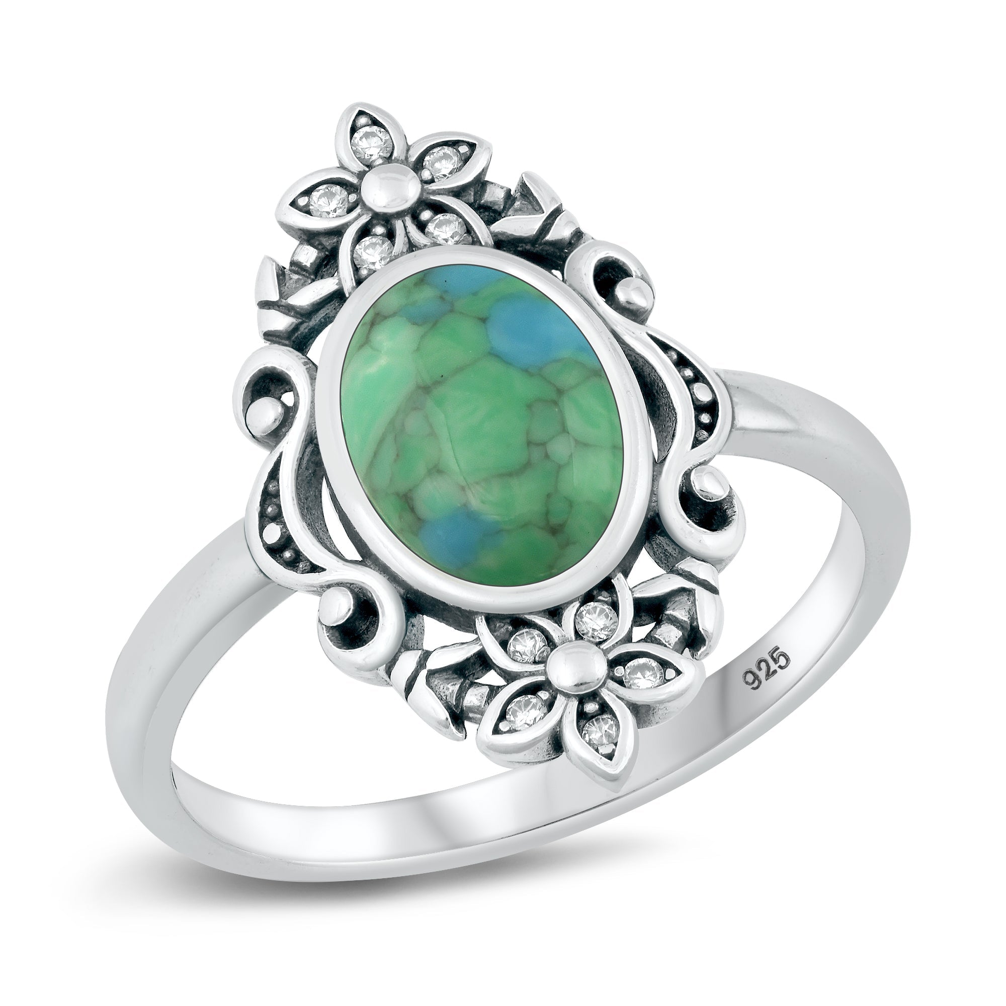 Sterling Silver Genuine Turquoise Cocktail Ring – Sac Silver