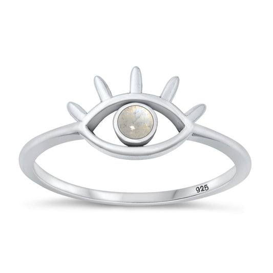 Sterling Silver Moonstone Evil Eye Ring