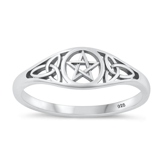 Sterling Silver Pentagram Triquetra Ring