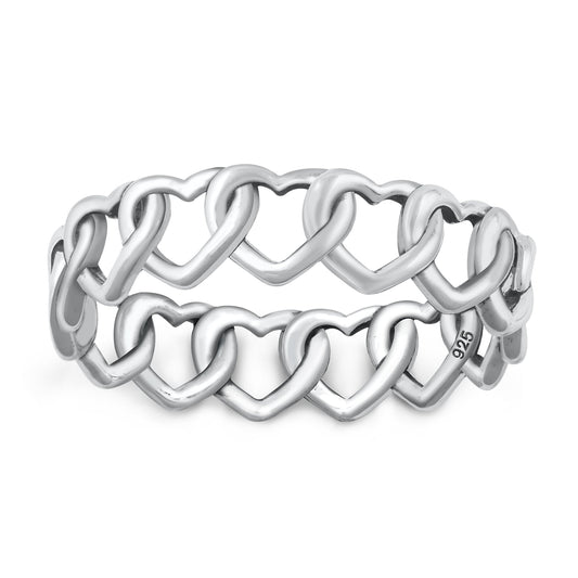 Sterling Silver Interlocking Hearts Ring