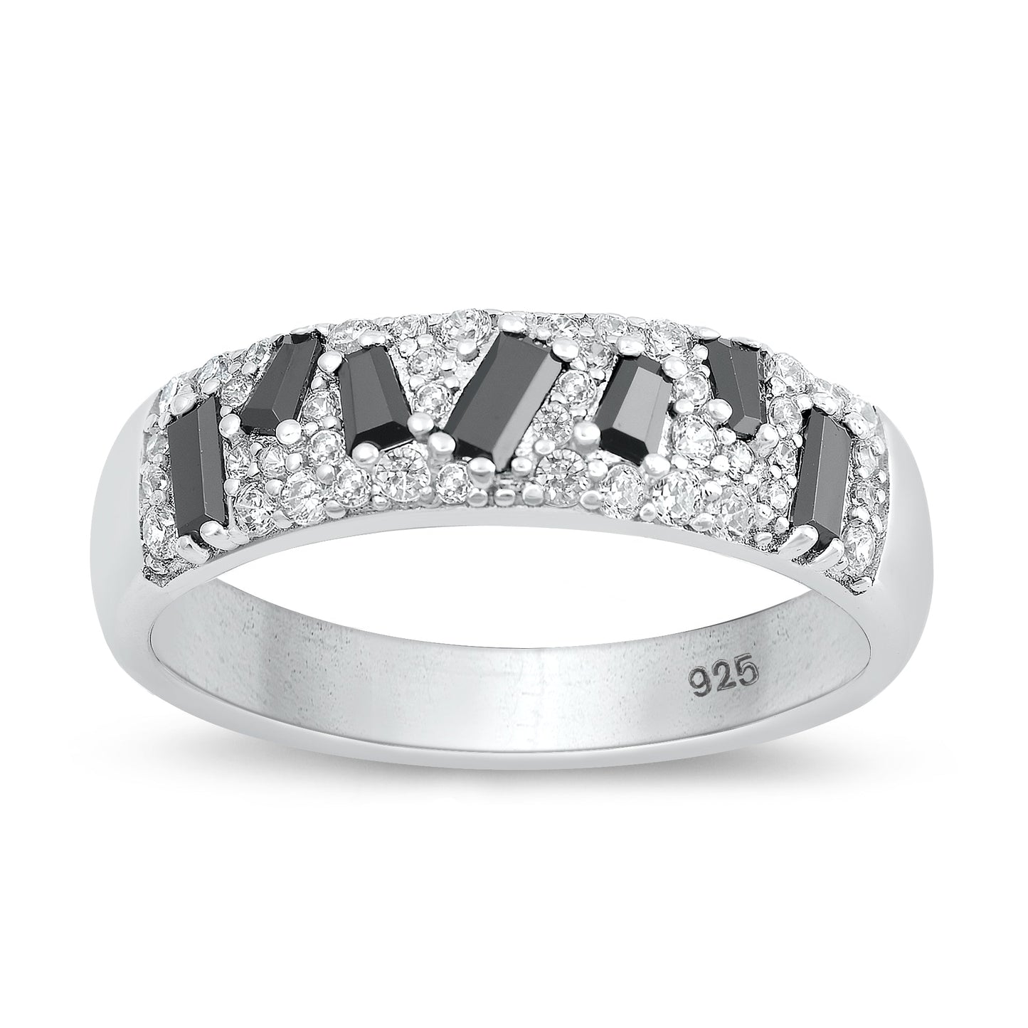Sterling Silver Black & Clear CZ Ring