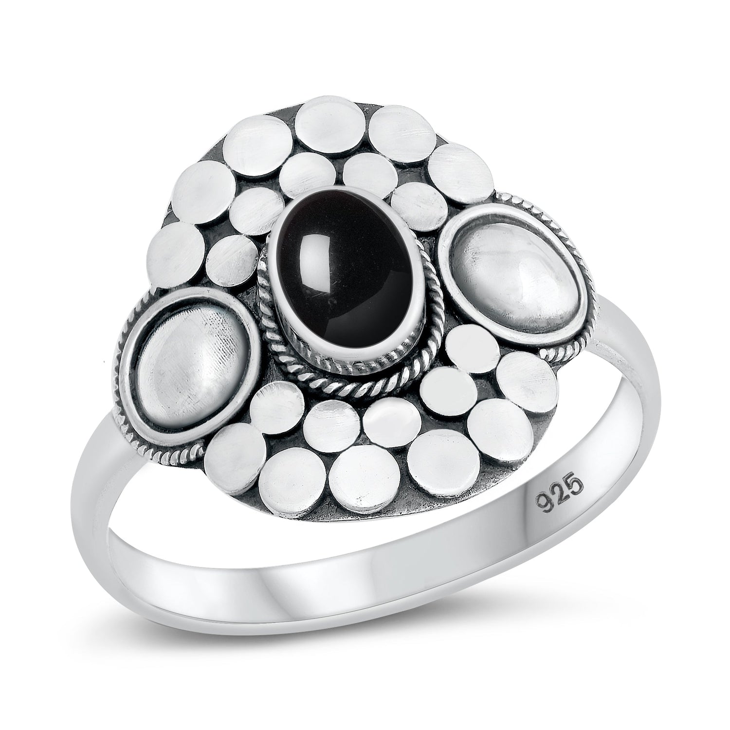 Silver 9 Sterling Silver Black Agate Bali Ring – Sac Silver
