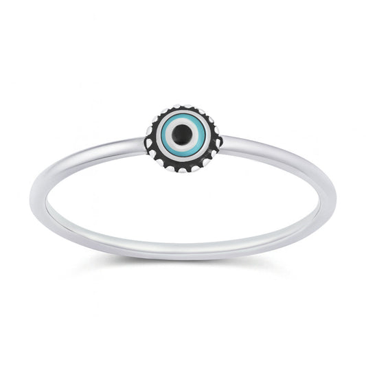 Sterling Silver Mother of Pearl Evil Eye Ring