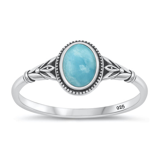 Sterling Silver Larimar Bali Ring