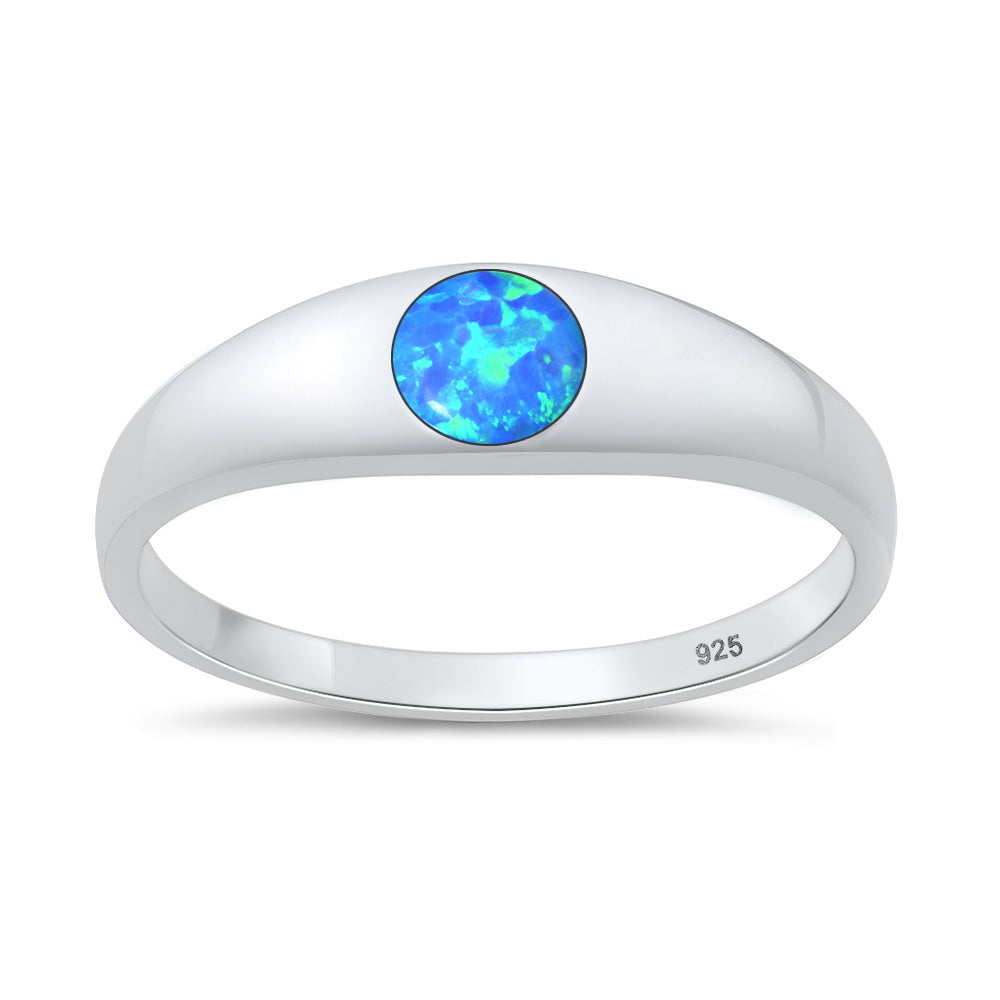 Sterling Silver Blue Synthetic Opal Ring