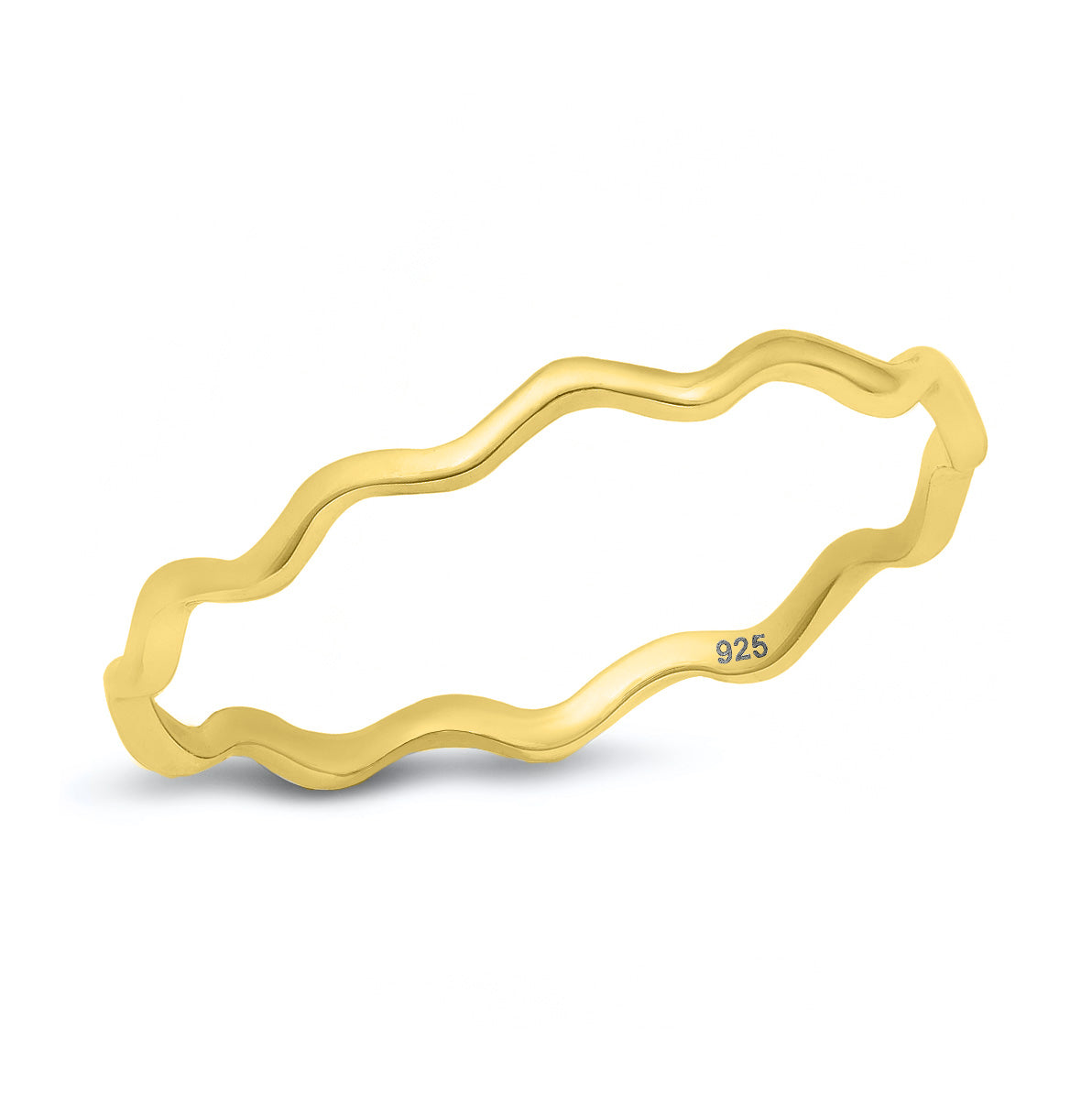 Sterling Silver Wavy Ripple Curved Band Ring