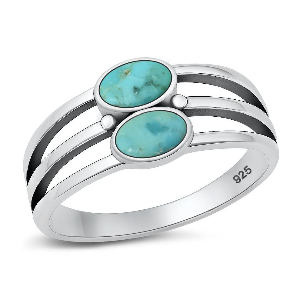 Sterling Silver Turquoise Stacked Ring