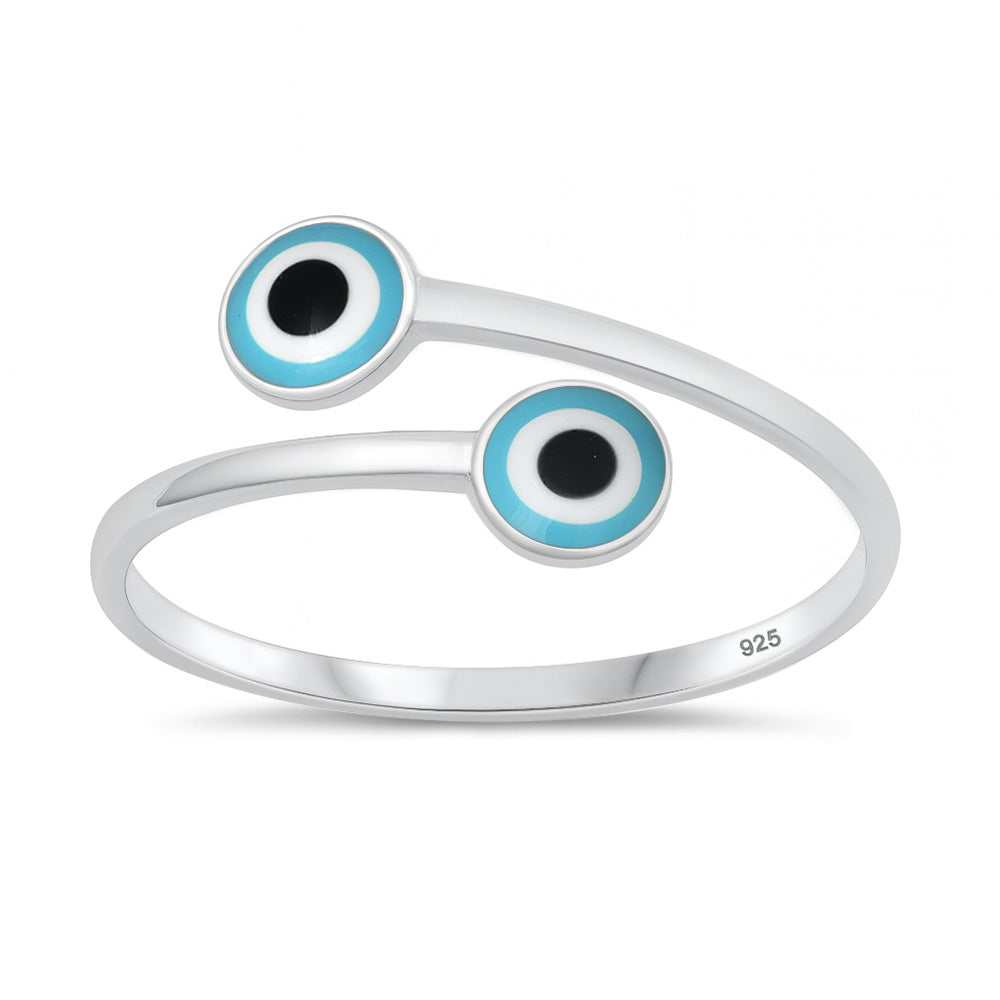Sterling Silver Adjustable Evil Eye Ring