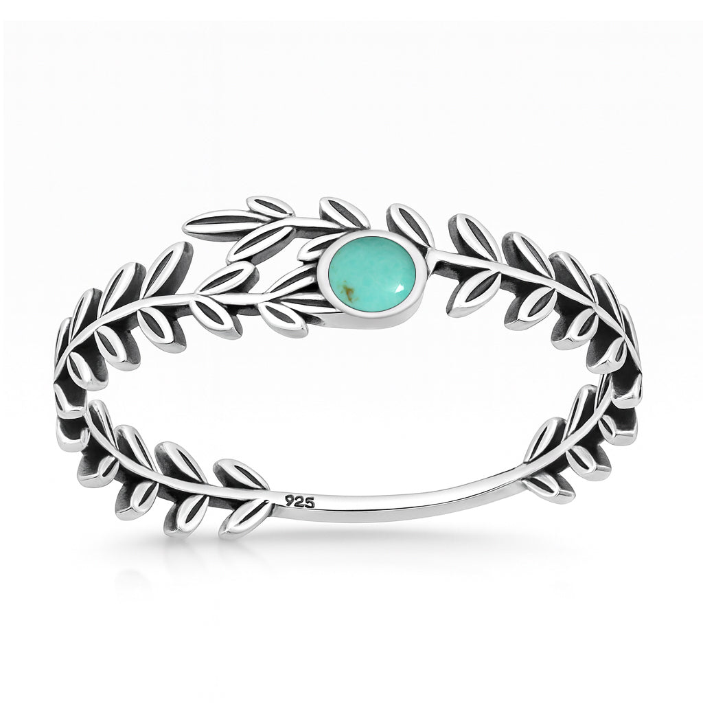 Sterling Silver Genuine Turquoise Wreath Ring