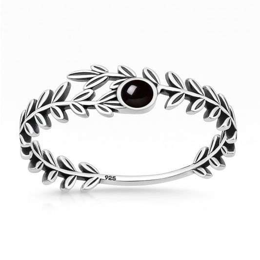 Sterling Silver Black Onyx Wreath Ring