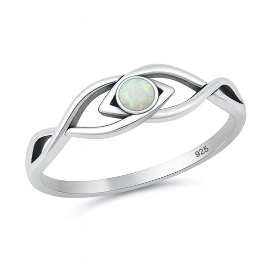 Sterling Silver White Lab Opal Infinity Ring