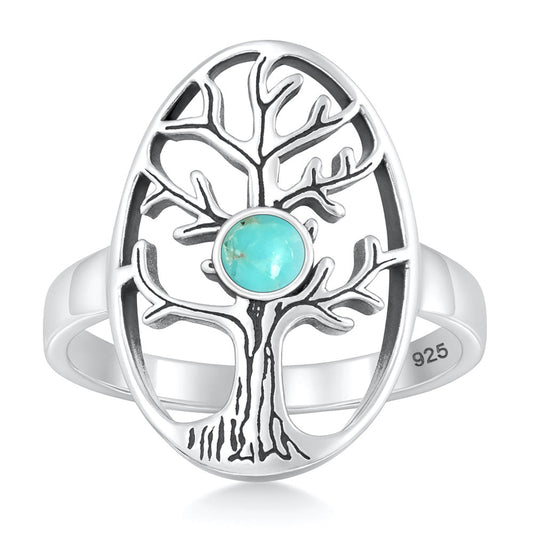 Sterling Silver Turquoise Tree of Life Ring