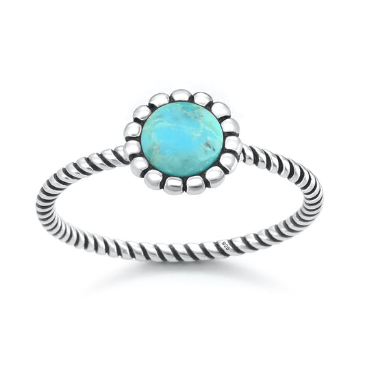 Sterling Silver Turquoise Flower Bud Ring
