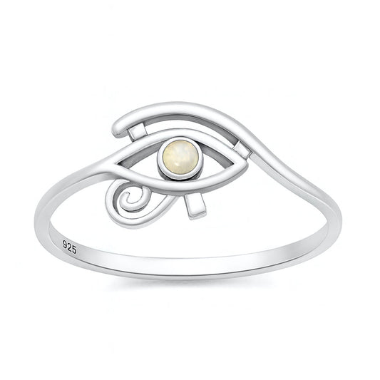 Sterling Silver Moonstone Eye of Horus Ring