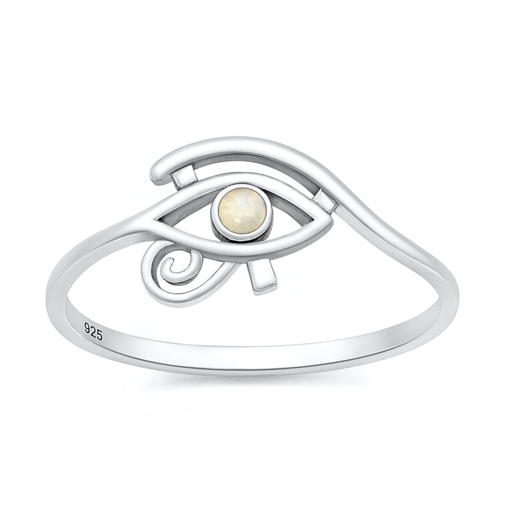 Sterling Silver Moonstone Eye of Horus Ring