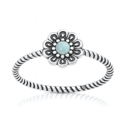 Sterling Silver Larimar Flower Ring