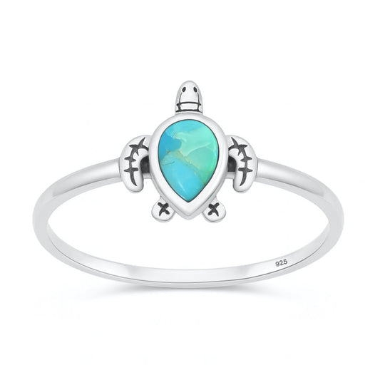 Sterling Silver Turquoise Sea Turtle Ring