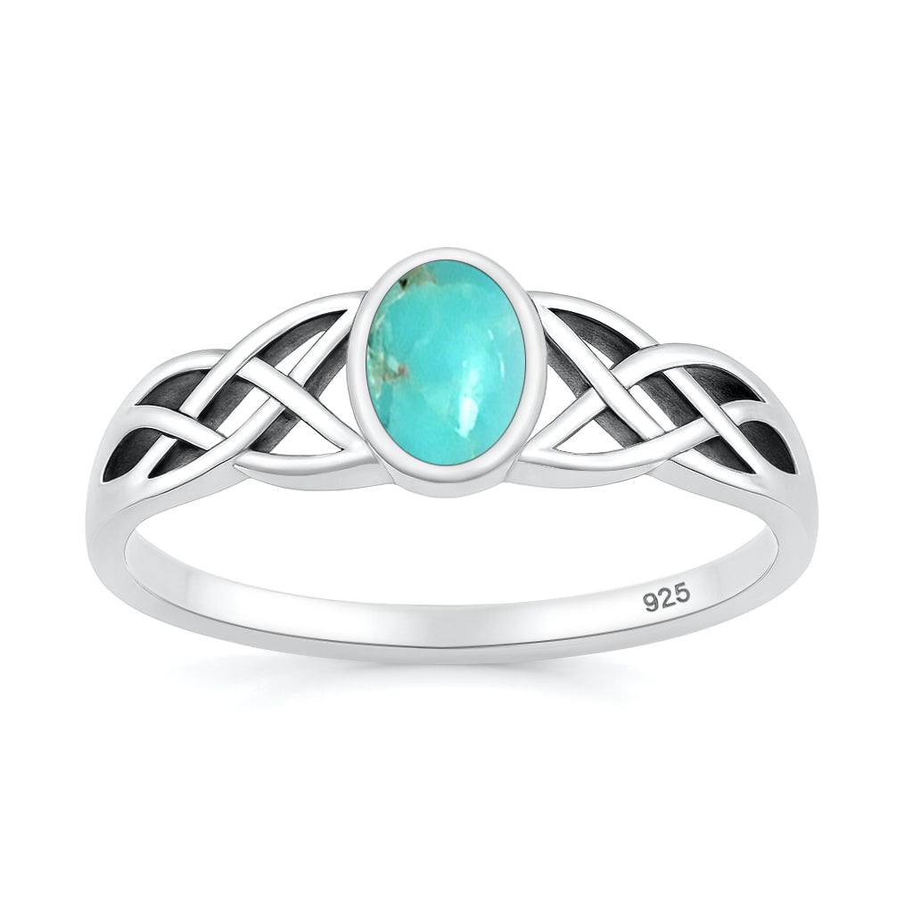 Sterling Silver Celtic Turquoise Knot Ring