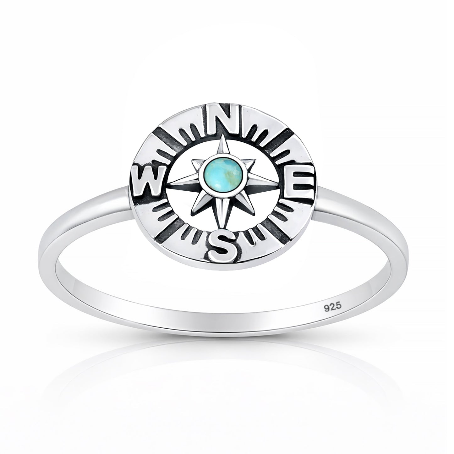 Sterling Silver Turquoise Compass Ring