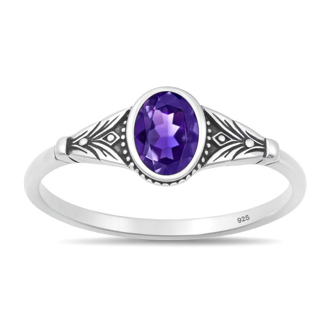 Sterling Silver Simulated Amethyst Ring