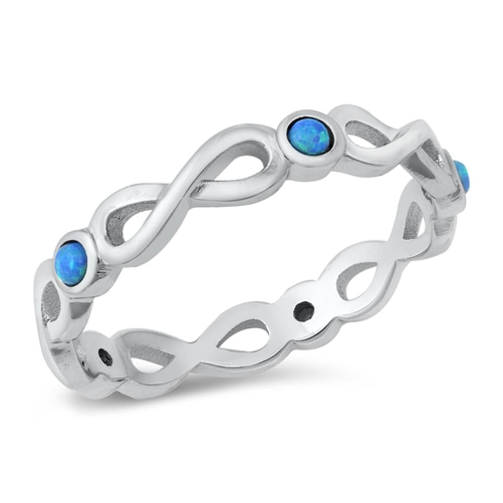Blue Lab Opal Celtic Infinity Eternity Ring .925 Sterling Silver Band Sizes 4-10