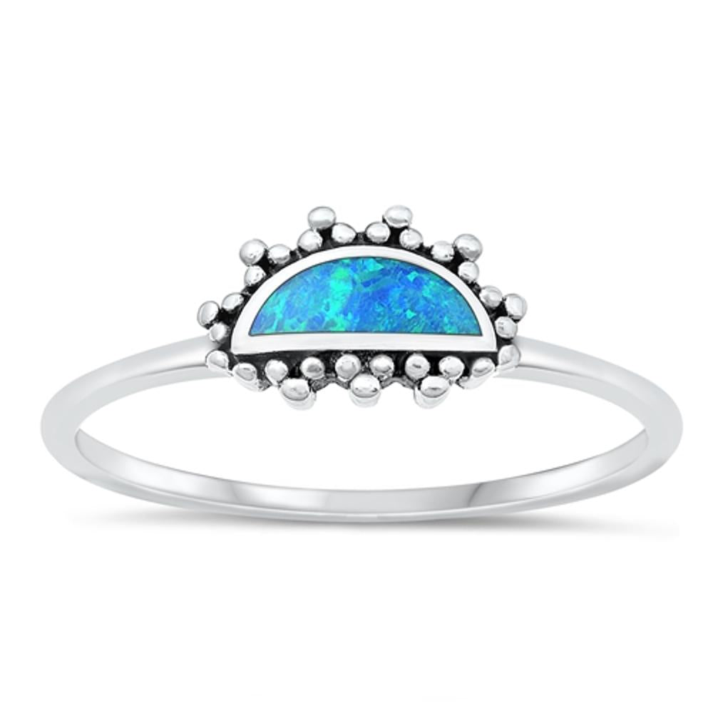 Sterling Silver Blue Lab Opal Sunrise Ring