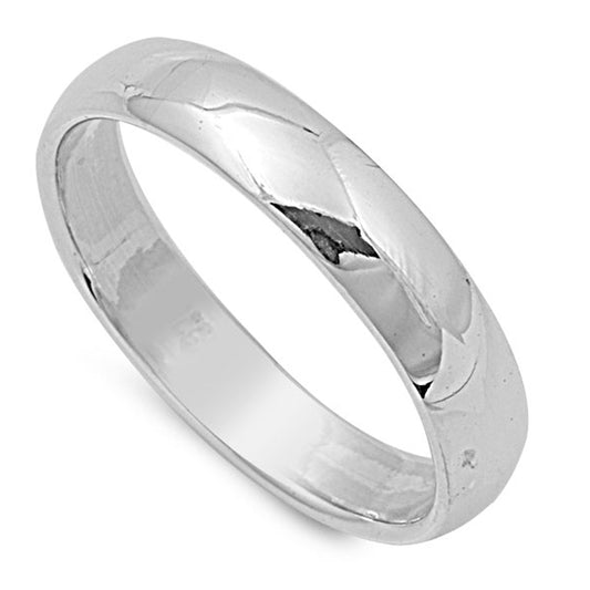 Sterling Silver Wedding 4mm Band Plain Comfort Fit Ring Solid 925