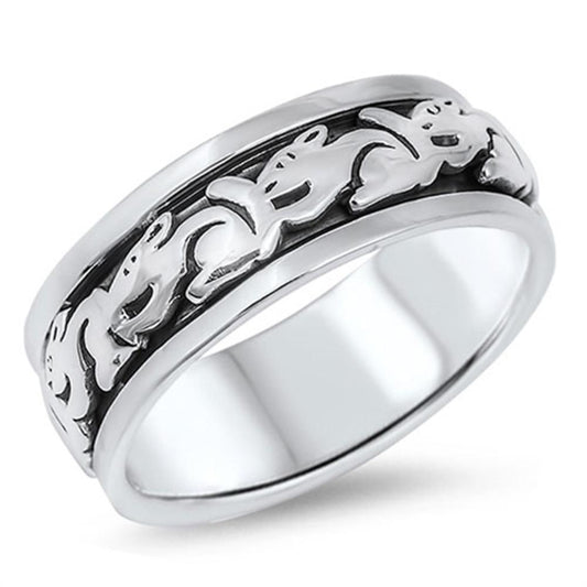 Eternity Rabbit Bunny Carousel Ring New .925 Sterling Silver Band Sizes 4-12