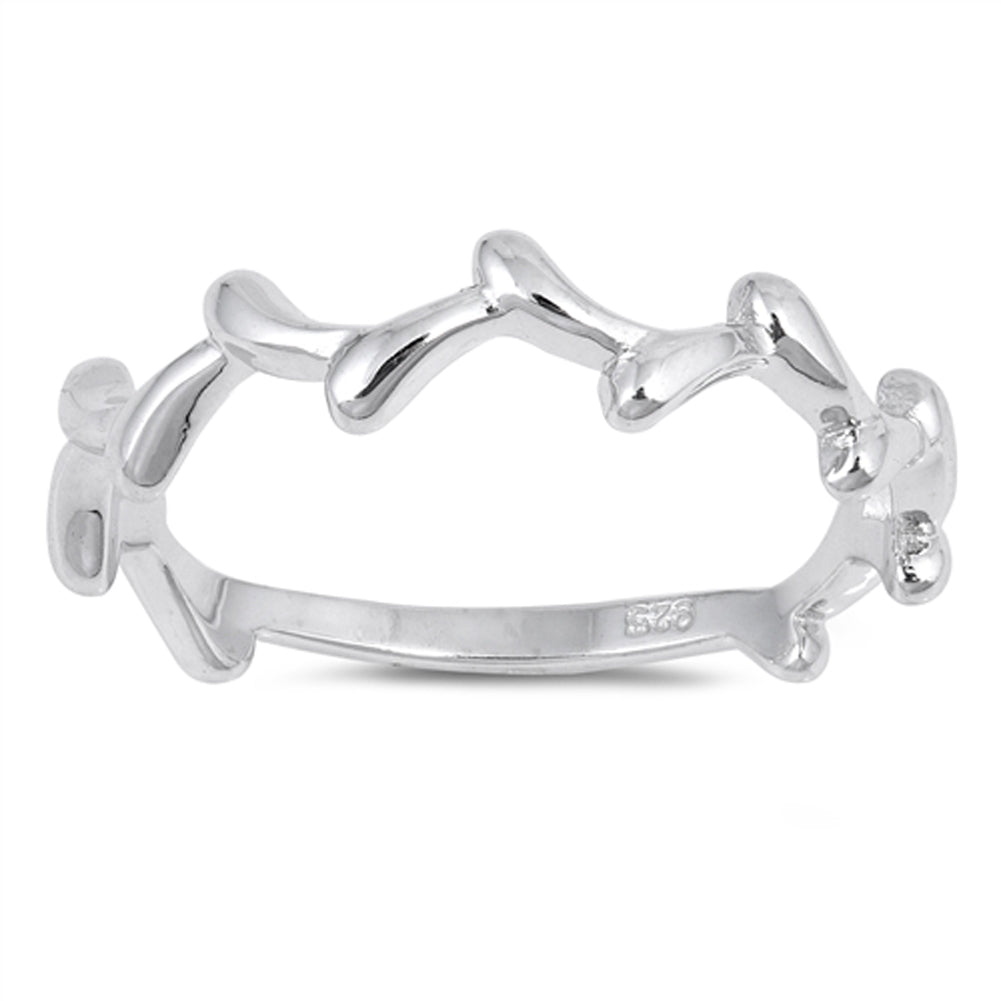 Thorn Crown Stackable Thin Curved Ring New .925 Sterling Silver Band Sizes 3-10