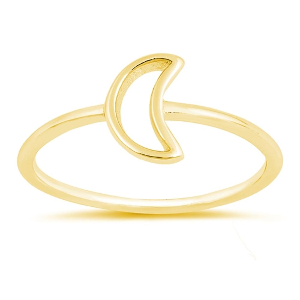 Open Moon Outline Ring New .925 Sterling Silver Band Sizes 4-10