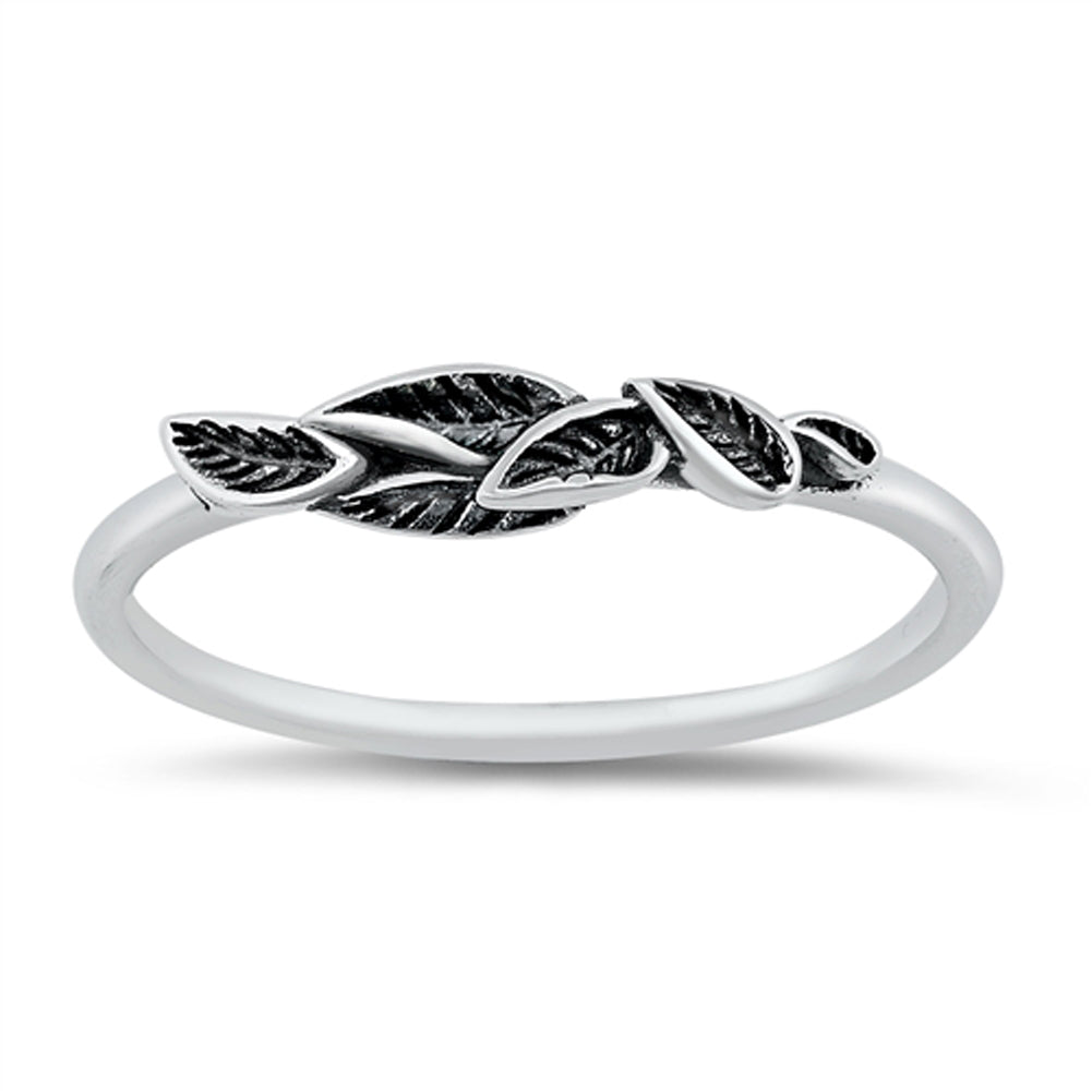 Elegant Stacked Leaf Nature Plant Ring New .925 Sterling Silver Band ...