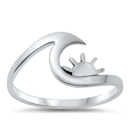 Sterling Silver Sun & Wave Ring