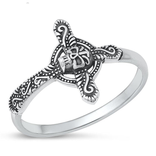 Sterling Silver Skull Cross Ring