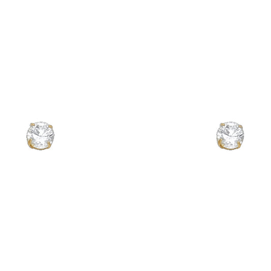 14k Yellow Gold Simple Round Post Stud Classic Fashion Earrings