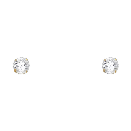 14k Yellow Gold Simple Circle Classic Stud Plain Fashion Earrings