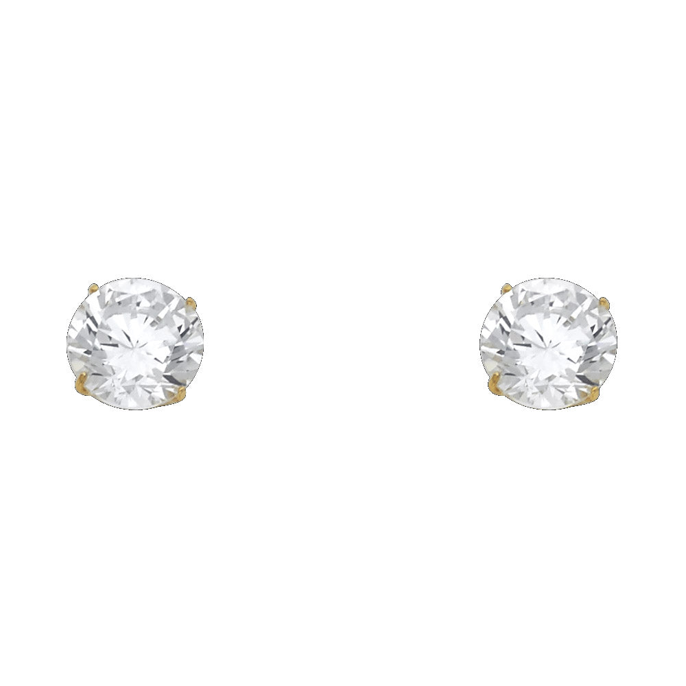 14k Yellow Gold Classic Post Stud Simple Sparkly Elegant Earrings