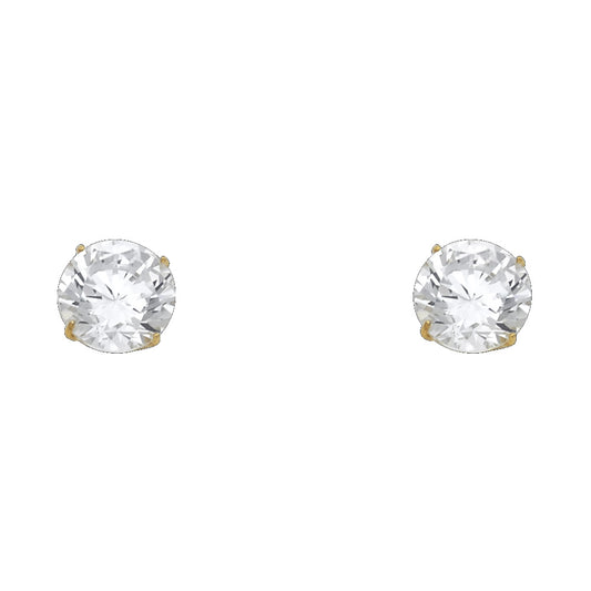 14k Yellow Gold Classic Post Stud Simple Sparkly Elegant Earrings