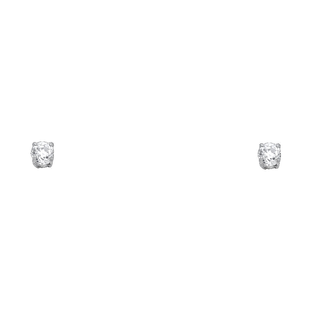 14k White Gold Simple Studded Post Stud Classic Fashion Elegant Earrings