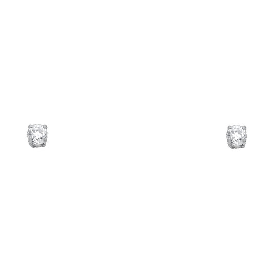 14k White Gold Simple Studded Post Stud Classic Fashion Elegant Earrings