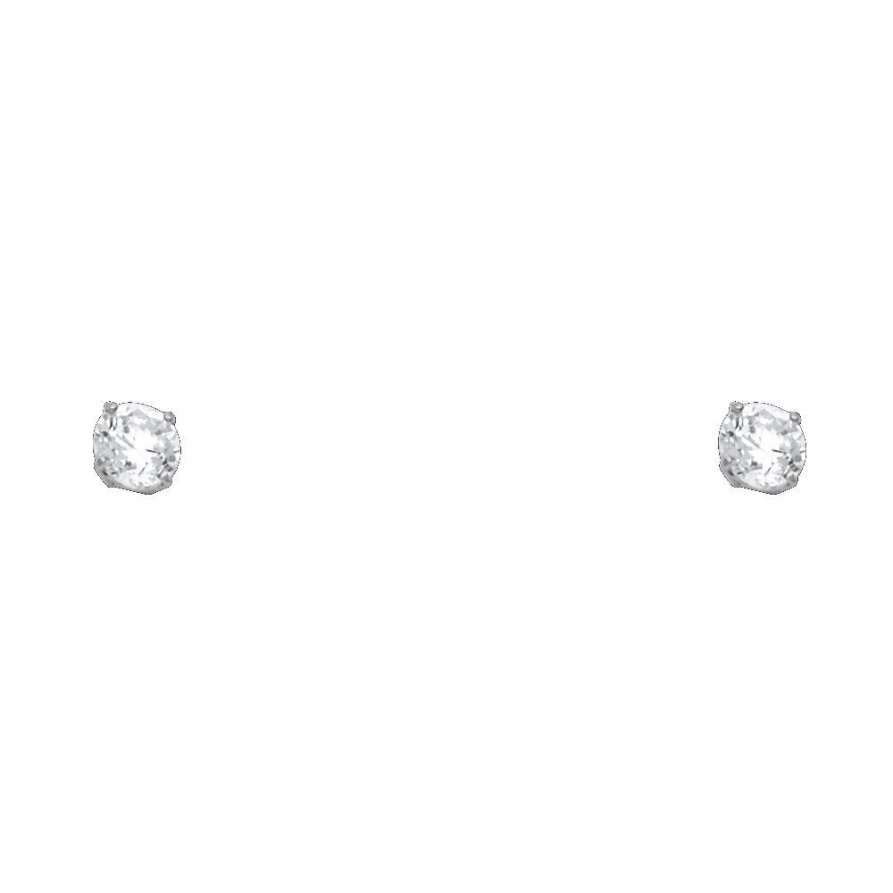 14k White Gold Simple Post Stud Classic Fashion Elegant Earrings