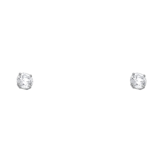 14k White Gold Simple Post Stud Classic Fashion Elegant Earrings