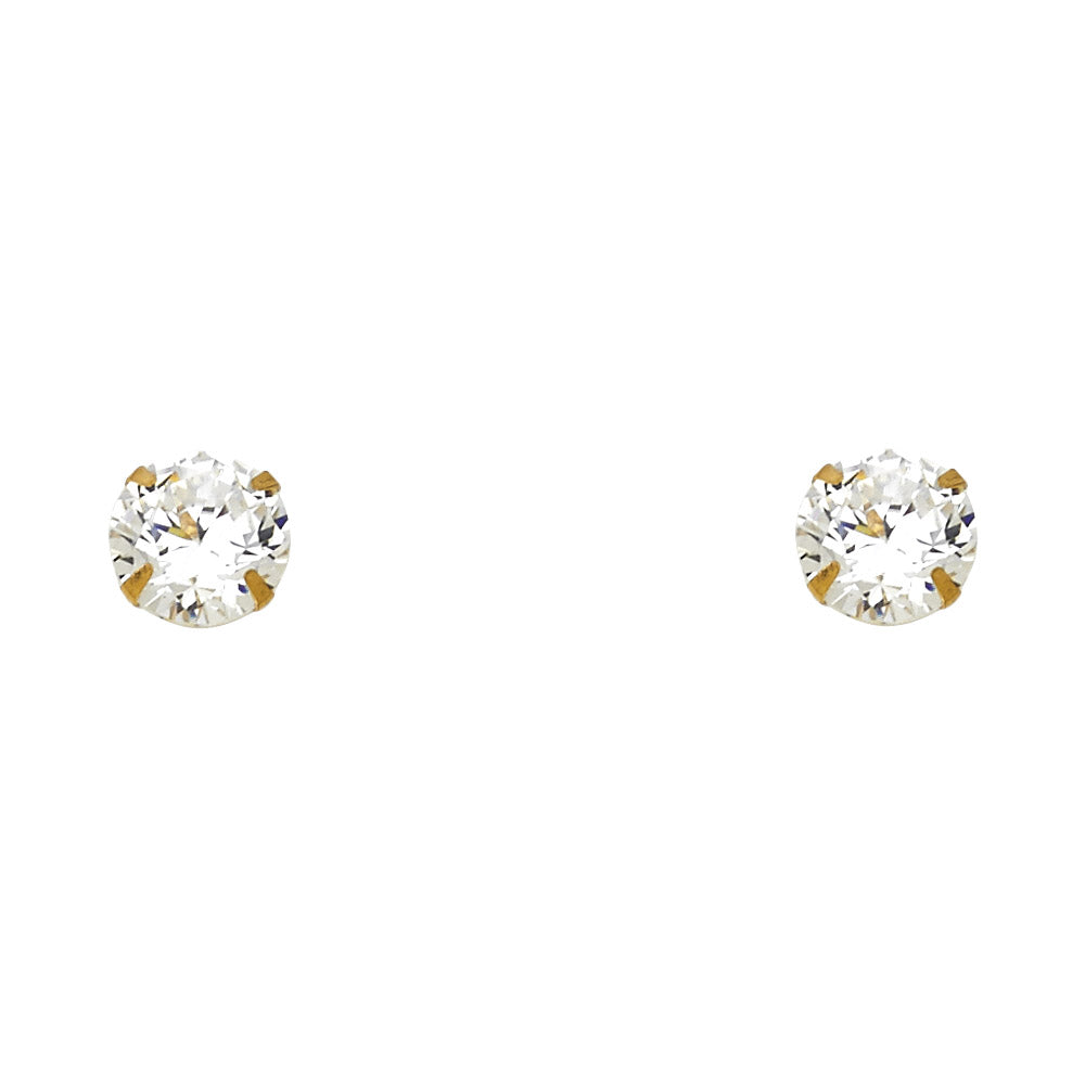 14k Yellow Gold Studded Circle Stud Sparkly Round Elegant Earrings