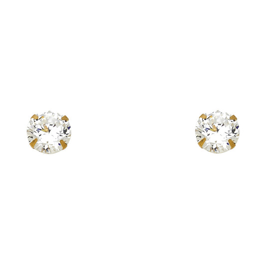 14k Yellow Gold Studded Circle Stud Sparkly Round Elegant Earrings
