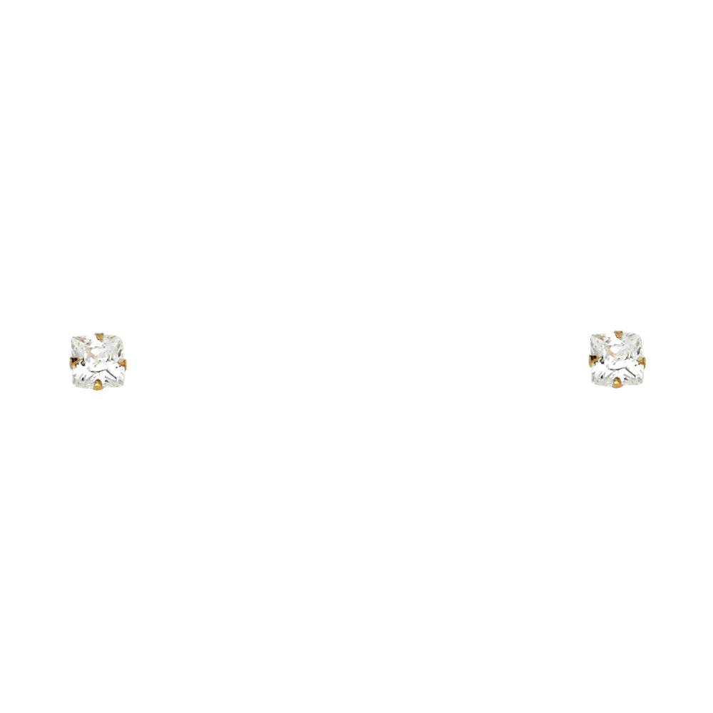 14k Yellow Gold Simple Square Stud Classic Plain Earrings